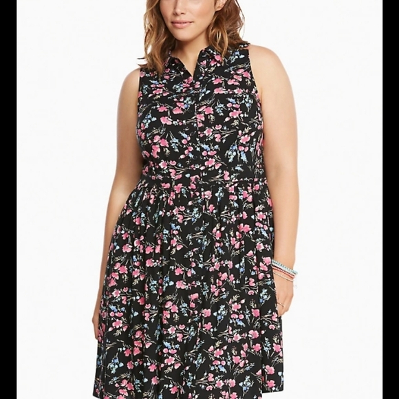 Torrid Romantic Summer NWT button front floral challis sleeveless dress large - Picture 1 of 10